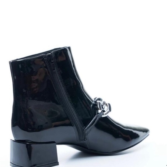 Vhny Womens Ankle Boots With Chain Leather Patent Flared Heel Boots Size 8 - Picture 5 of 5